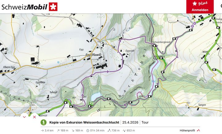 Exkursionsroute auf SchweizMobil